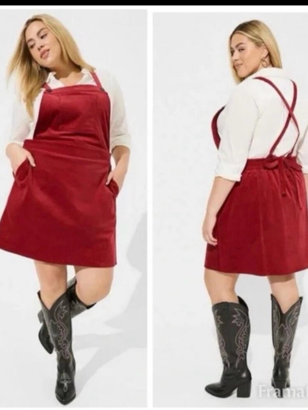 torrid Red Corduroy Pinafore Dress